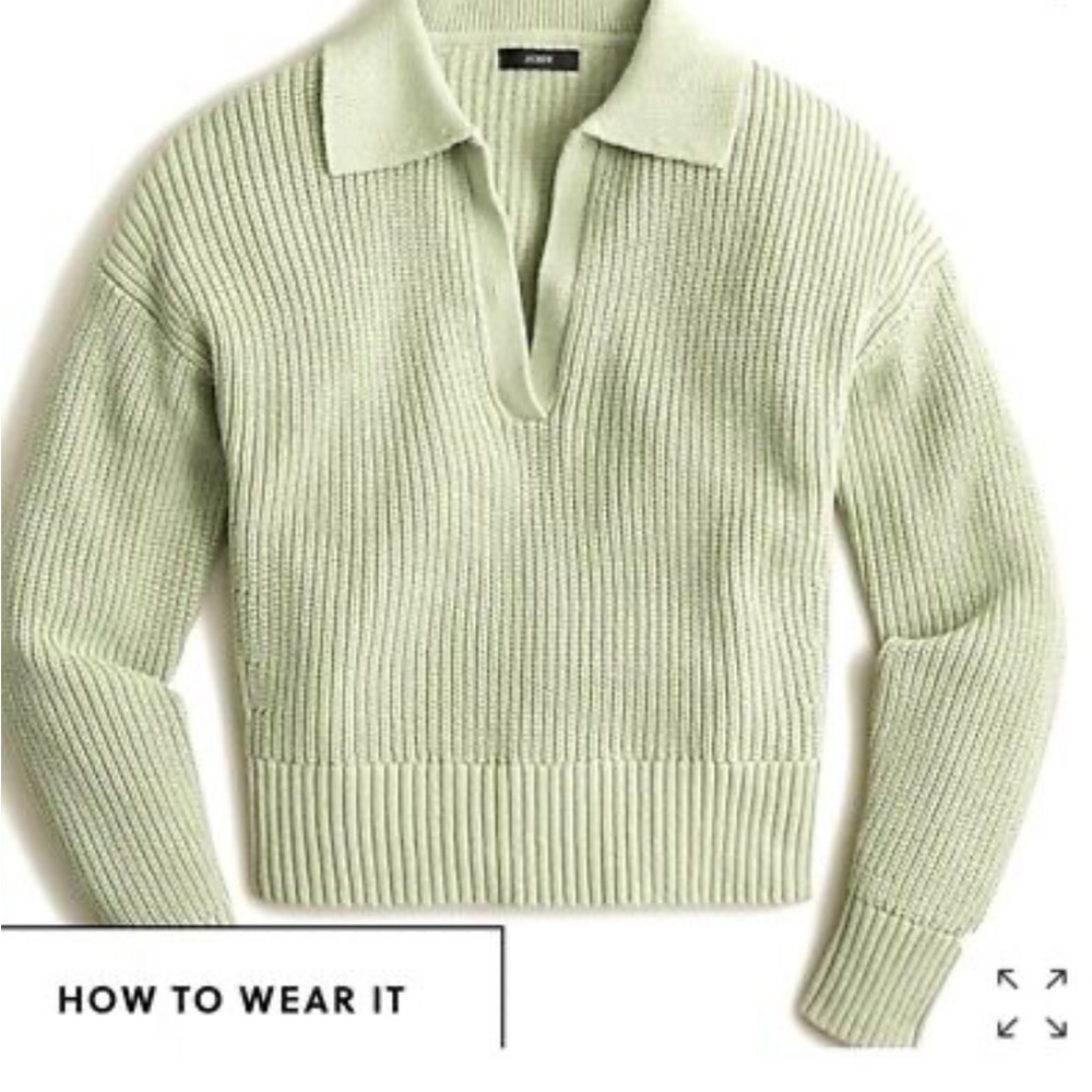 J Crew Collared Cotton Beach Sweater Light Sage - size S